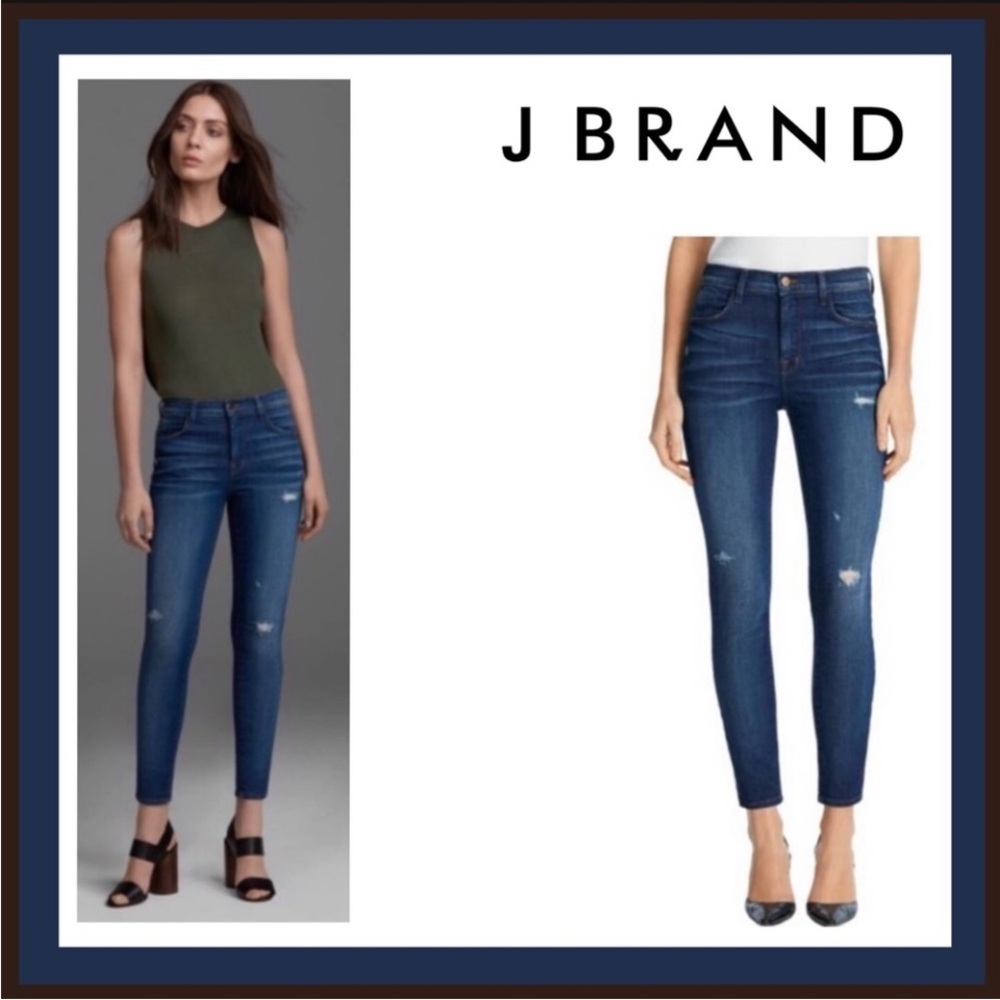J. Brand High Rise Alana Dark Wash Distressed Jeans in Overtime Size 25